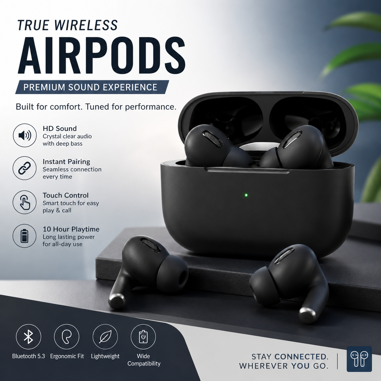 True Wireless Bluetooth Earbuds – HD Sound, Touch Control & 10-Hour Battery Life