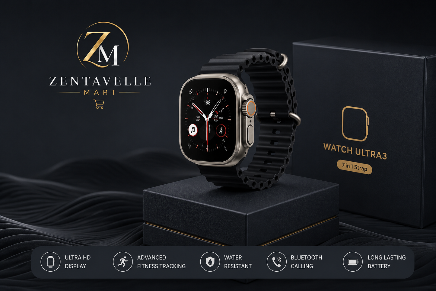Watch Ultra 3 Smartwatch with 7-in-1 Premium Strap Set